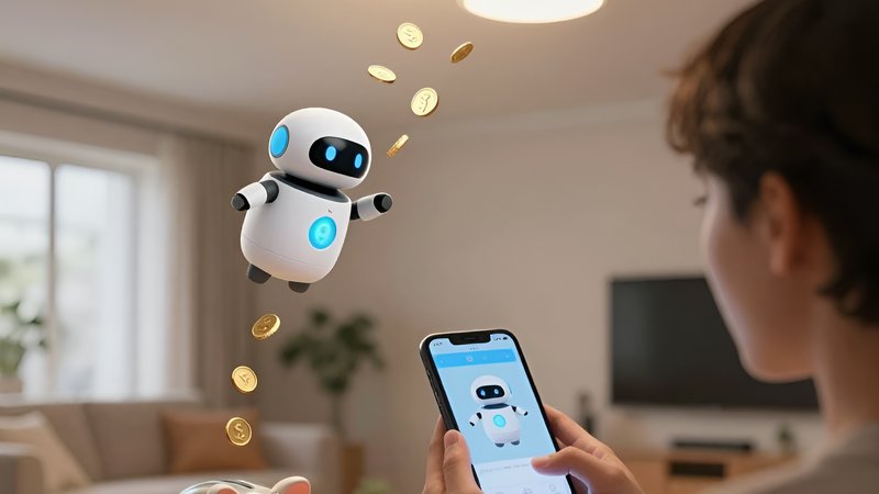 Человек управляет роботом для приглушения света, обеспечивая экономию электричества с помощью ботов управления светом